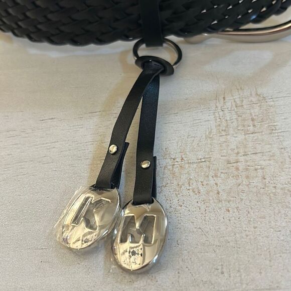 Michael Kors Black Leather Braided Belt M - Picture 4 of 6